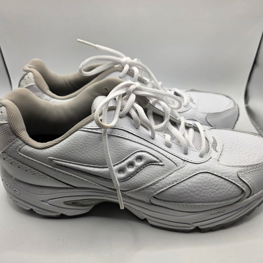 Saucony Grid Omni Walker Womens 10.5 White Silver Leather Walking Shoes 5260-1